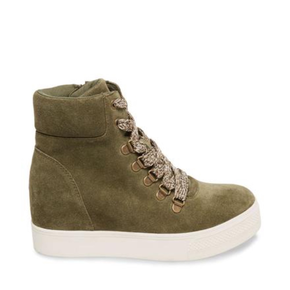Steve Madden sneaker wedge in Olive Suede